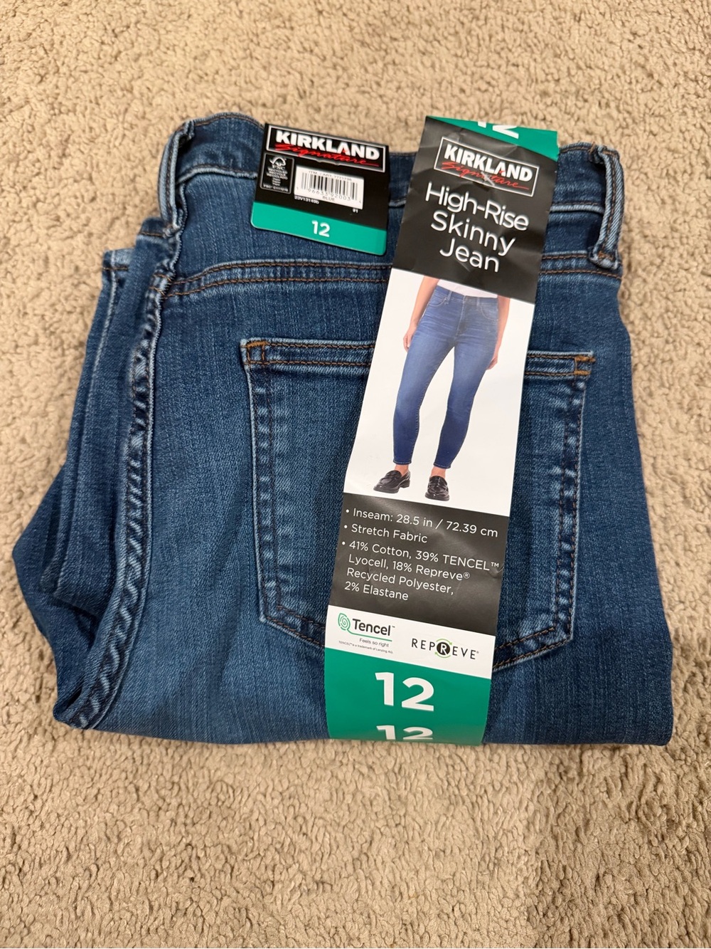 “New” Kirkland Signature High-Rise Skinny Jeans size12